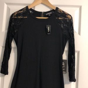 Black lace sleeve mini dress